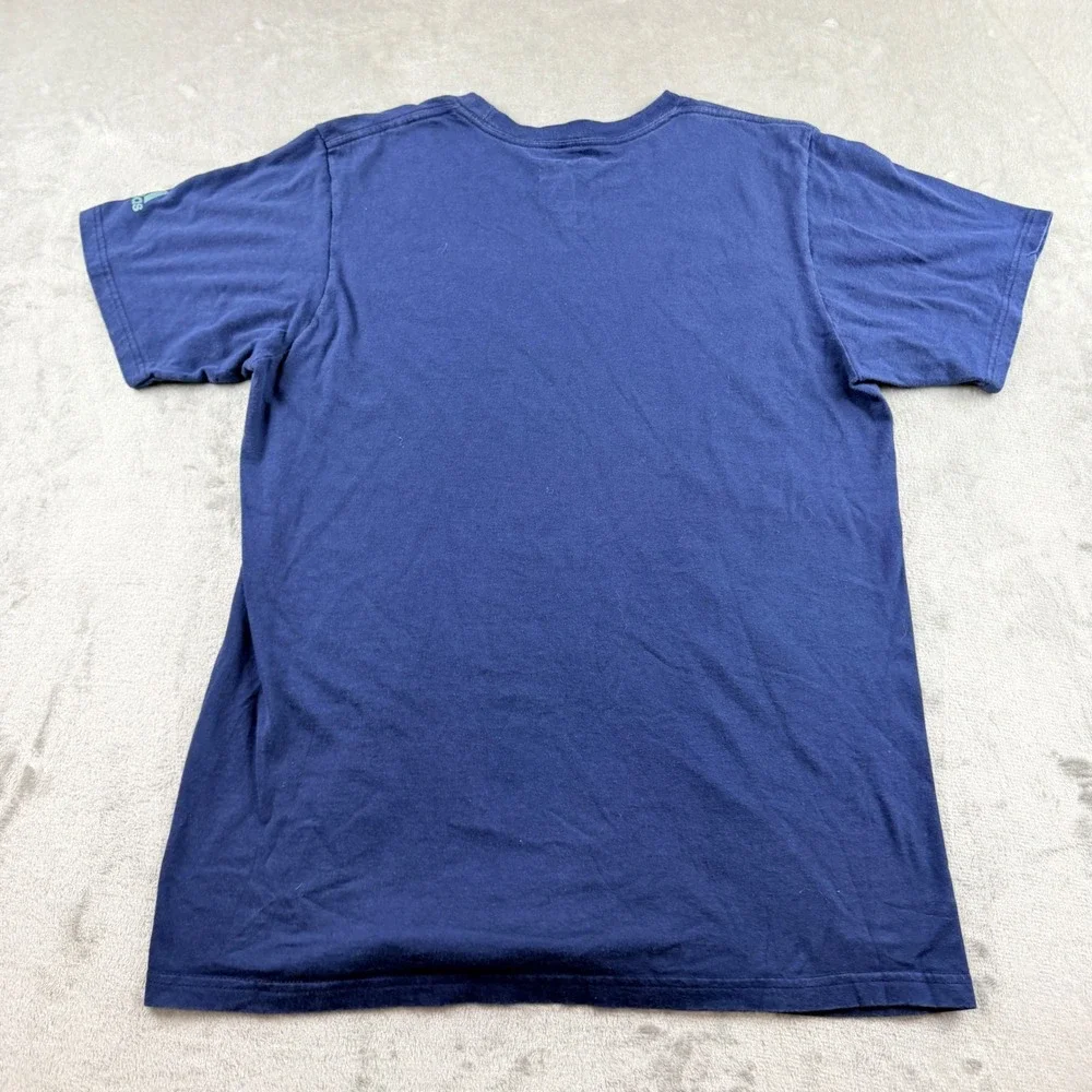 Adidas Men's Medium The Go-To Tee Navy Blue Vertical Logo Graphic T-Shirt